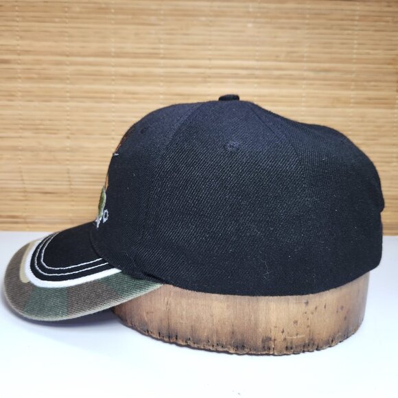 Hunter Hat Cap Live to Hunt Hook & Loop Adjustable Deer Buck Black & Cammo - Picture 9 of 12